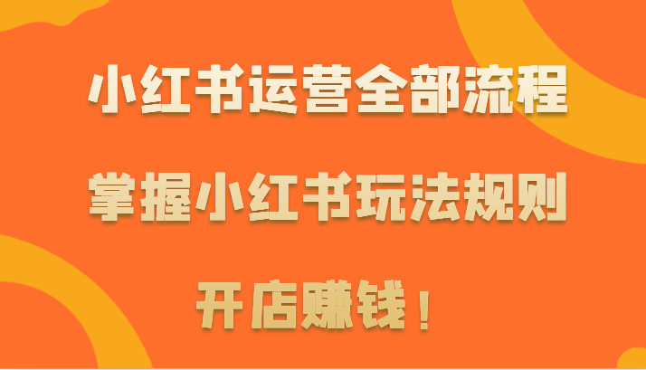 小红书运营全部流程，掌握小红书玩法规则，开店赚钱！-失落博客