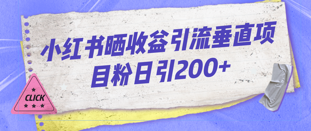 小红书晒收益图引流垂直项目粉日引200+-失落博客