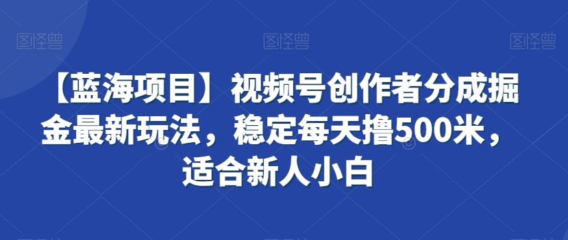 视频号创作者分成掘金最新玩法，稳定每天撸500米，适合新人小白-失落博客