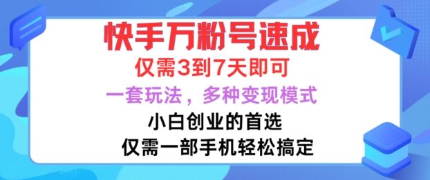 快手万粉号速成，仅需3到七天，小白创业的首选，一套玩法，多种变现模式【揭秘】-失落博客
