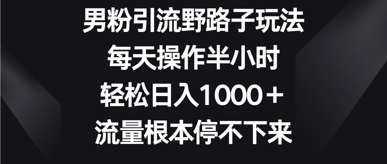 男粉引流野路子玩法，每天操作半小时轻松日入1000＋，流量根本停不下来-失落博客