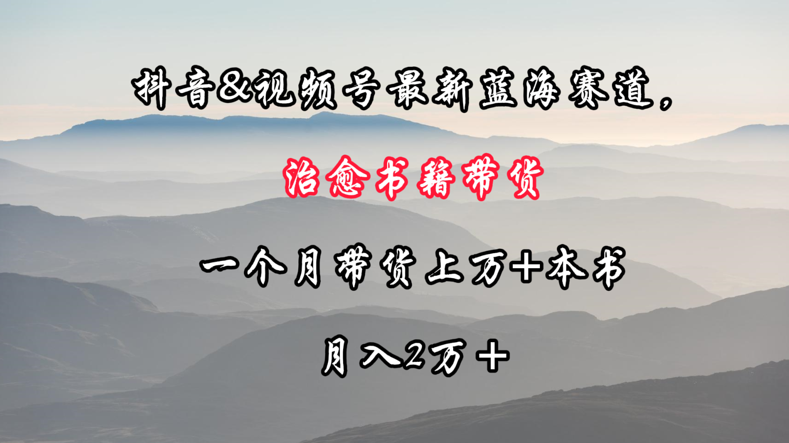 抖音&视频号最新蓝海赛道，治愈书籍带货，一个月带货上万+本书，月入2万＋-失落博客