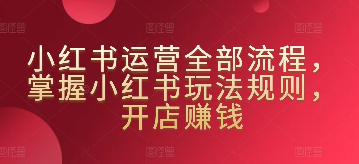小红书运营全部流程，掌握小红书玩法规则，开店赚钱-失落博客
