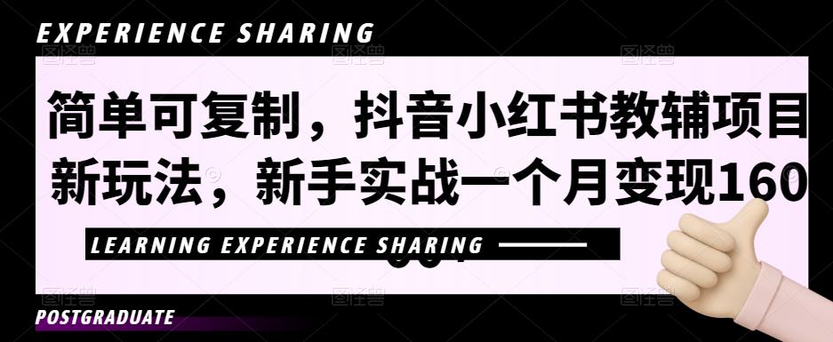 简单可复制，抖音小红书教辅项目新玩法，新手实战一个月变现16000+【视频课程+资料】-失落博客