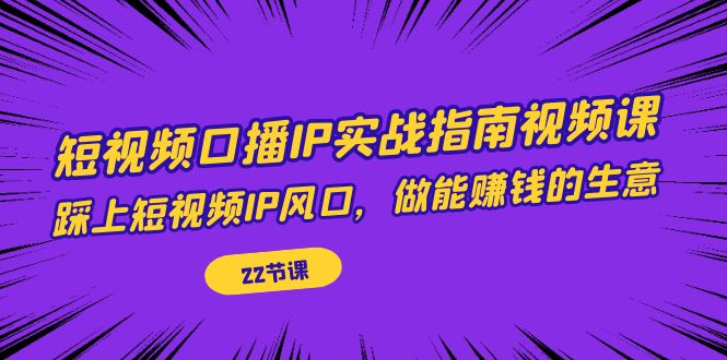 短视频口播IP实战指南视频课，踩上短视频IP风口，做能赚钱的生意（22节课）-失落博客
