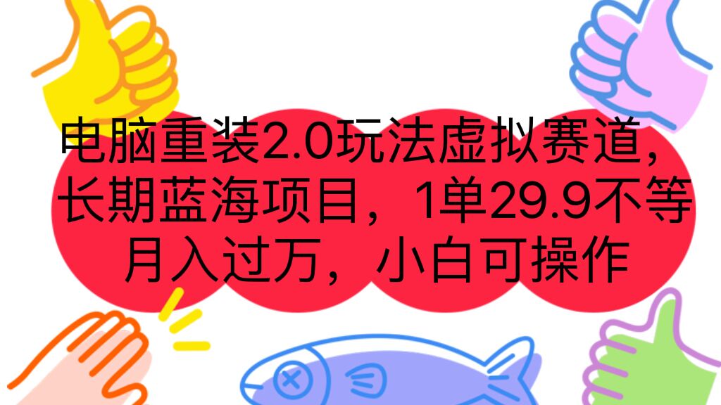电脑重装2.0玩法虚拟赛道，长期蓝海项目 一单29.9不等 月入过万 小白可操作-失落博客