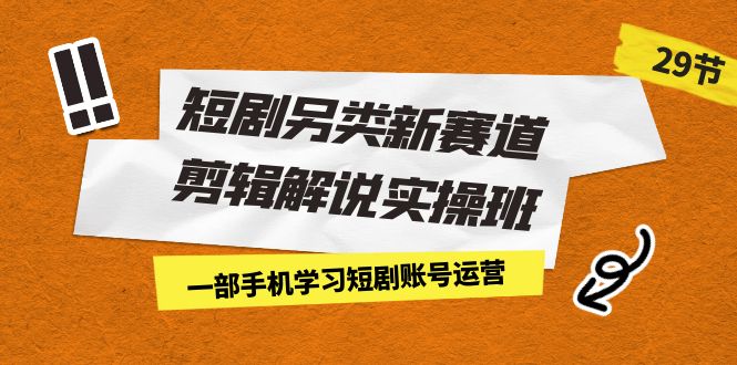 短剧另类新赛道剪辑解说实操班：一部手机学习短剧账号运营（29节 价值500）-失落博客