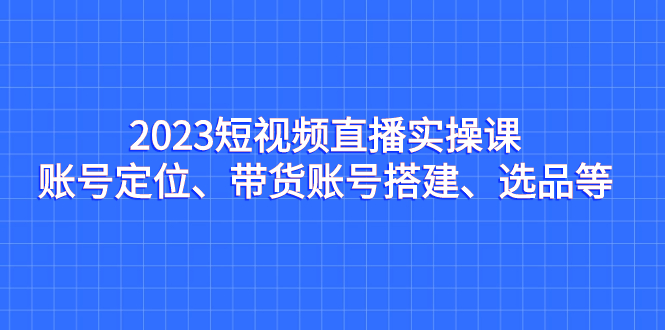 2023短视频直播实操课，账号定位、带货账号搭建、选品等-失落博客