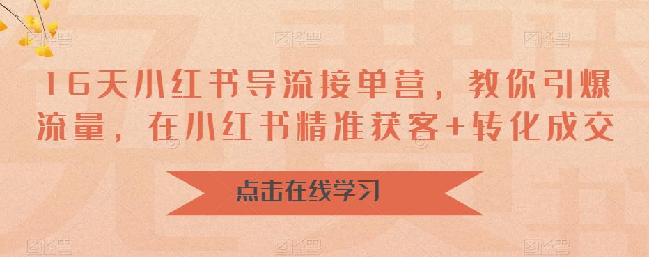 16天-小红书 导流接单营，教你引爆流量，在小红书精准获客+转化成交-失落博客