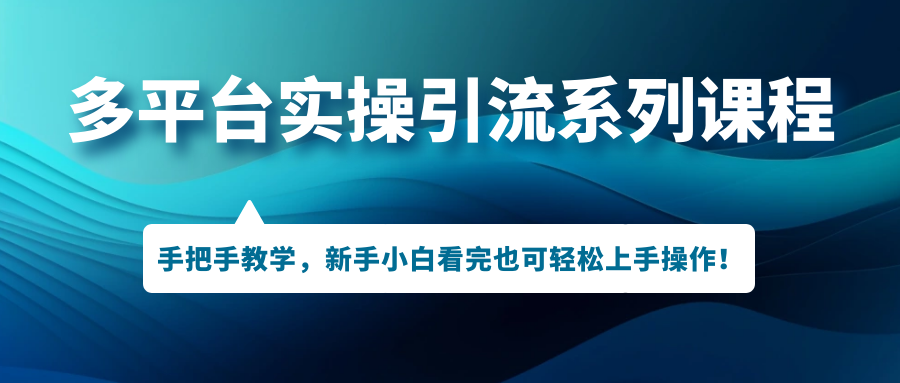 多平台实操引流系列课程，手把手教学，新手小白看完也可轻松上手引流操作！-失落博客