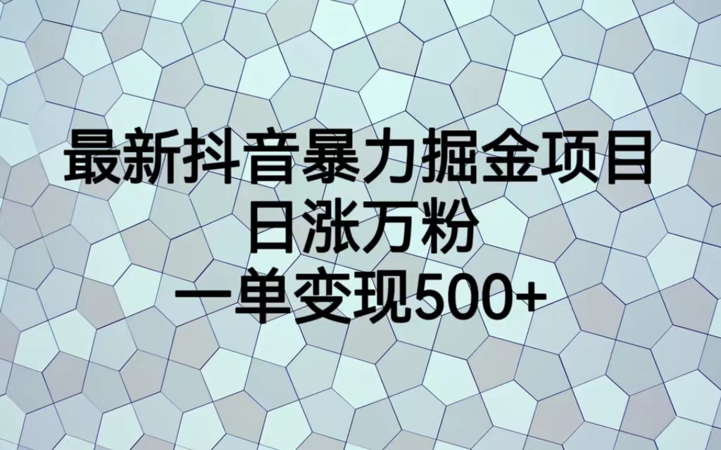 最火热的抖音暴力掘金项目，日涨万粉，多种变现方式，一单变现可达500+-失落博客