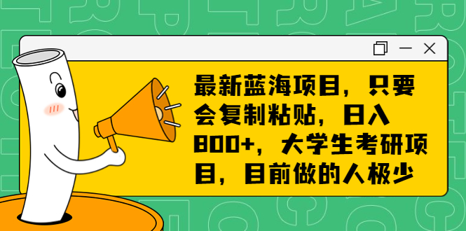 最新蓝海项目，只要会复制粘贴，日入800+，大学生考研项目，目前做的人极少-失落博客