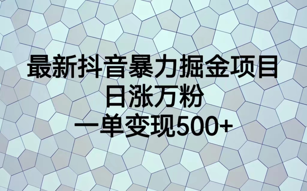 最新抖音暴力掘金项目，日涨万粉，一单变现500+-失落博客