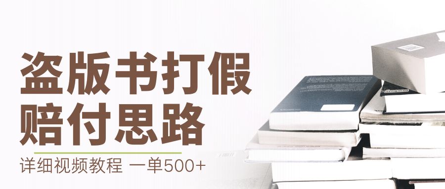 最新盗版书赔付打假项目，一单利润500+【详细玩法视频教程】-失落博客