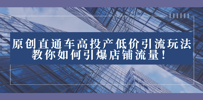 2023直通车高投产低价引流玩法，教你如何引爆店铺流量！-失落博客