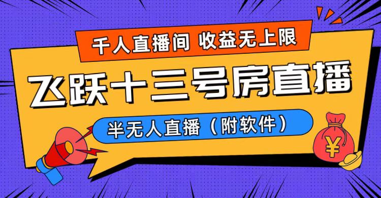 爆火飞跃十三号房半无人直播，一场直播上千人，日入过万！（附软件）-失落博客