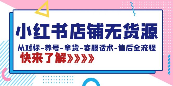 小红书店铺无货源：从对标-养号-拿货-客服话术-售后全流程（20节课）-失落博客