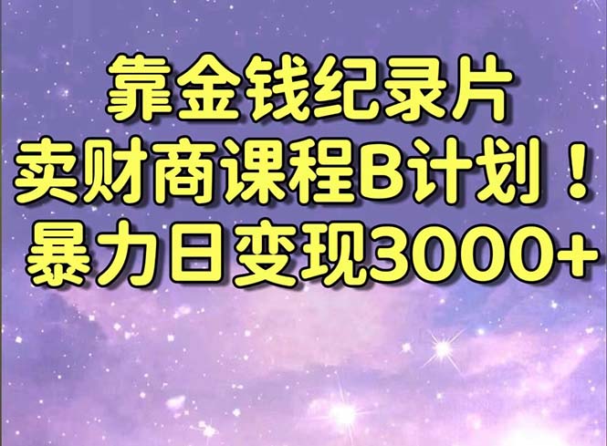 靠金钱纪录片卖财商课程B计划！暴力日变现3000+，喂饭式干货教程！-失落博客