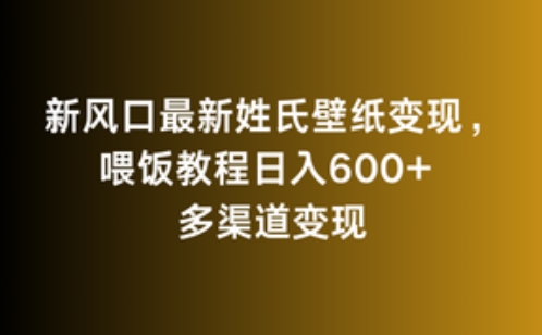新风口最新姓氏壁纸变现，喂饭教程日入600+-失落博客