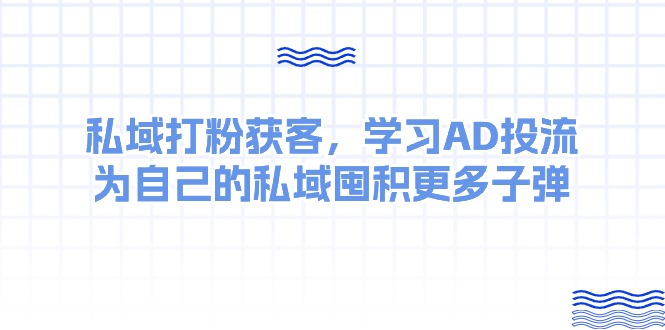 （10728期）某收费课：私域打粉获客，学习AD投流，为自己的私域囤积更多子弹-失落博客