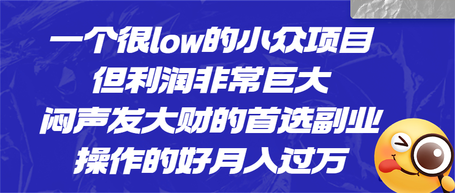 一个很low的小众项目，但利润非常巨大，闷声发大财的首选副业，月入过万-失落博客