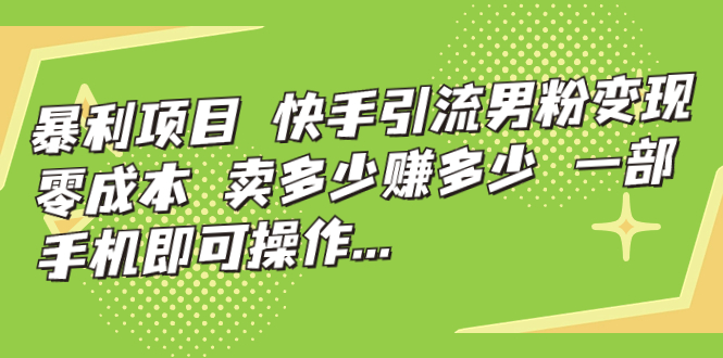 暴利项目，快手引流男粉变现，零成本，卖多少赚多少，一部手机即可操作…-失落博客