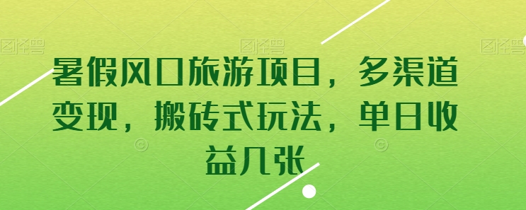 暑假风口旅游项目，多渠道变现，搬砖式玩法，单日收益几张-失落博客