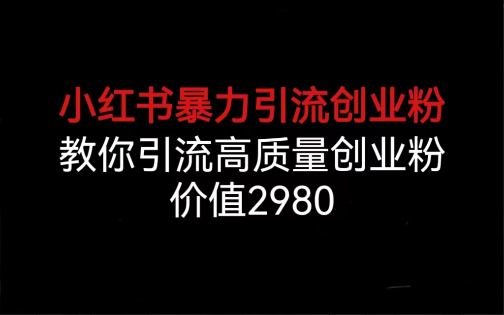 小红书暴力引流创业粉，教你引流高质量创业粉，价值2980-失落博客