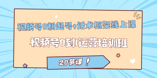 视频号·0粉起号+话术框架线上课：视频号0到1运营培训班（20节课）-失落博客