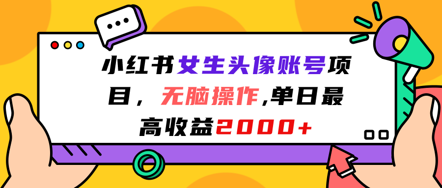 小红书女生头像账号项目，无脑操作“”单日最高收益2000+-失落博客