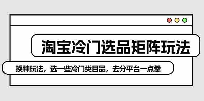 （10159期）淘宝冷门选品矩阵玩法：换种玩法，选一些冷门类目品，去分平台一点羹-失落博客