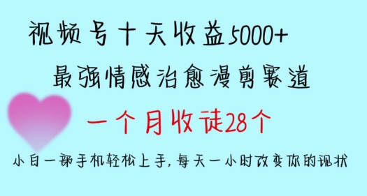 十天收益5000+，多平台捞金，视频号情感治愈漫剪，一个月收徒28个，小白一部手机轻松上手-失落博客