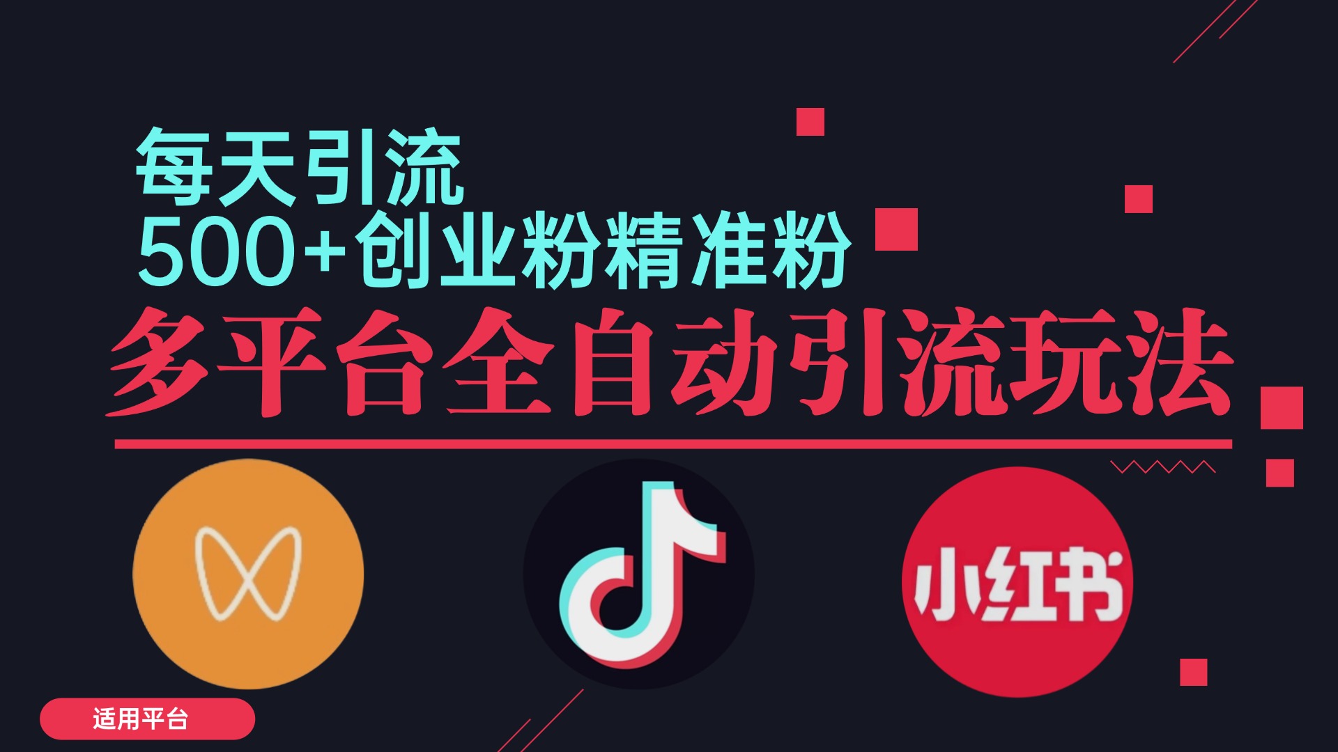 小红书抖音视频号截流自热全平台引流打法，全自动引流【日引2000+精准…-失落博客