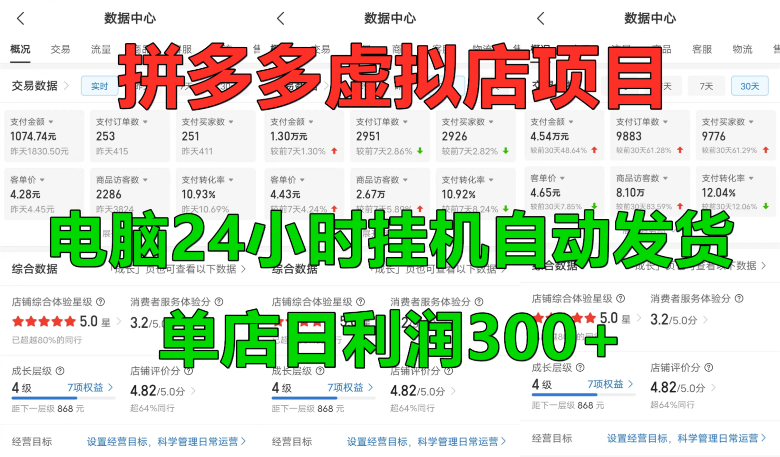 拼多多虚拟店铺项目，电脑挂机自动发货，单店日利润300+-失落博客
