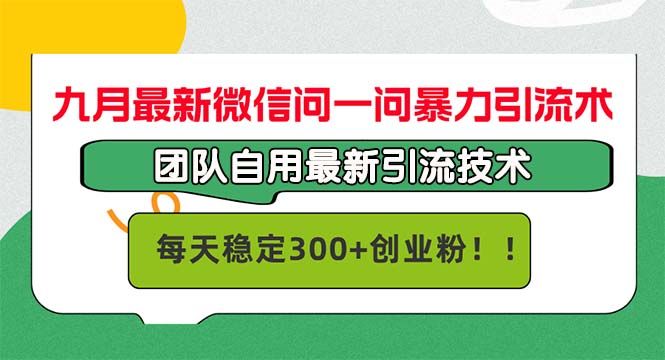 九月最新微信问一问暴力引流术，团队自用引流术，每天稳定300+创…-失落博客
