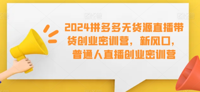 2024拼多多无货源直播带货创业密训营，新风口，普通人直播创业密训营-失落博客
