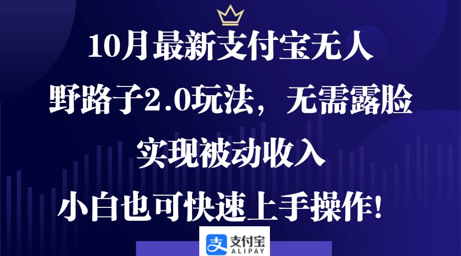 （12824期）10月最新支付宝无人野路子2.0玩法，无需露脸，实现被动收入，小白也可…-失落博客