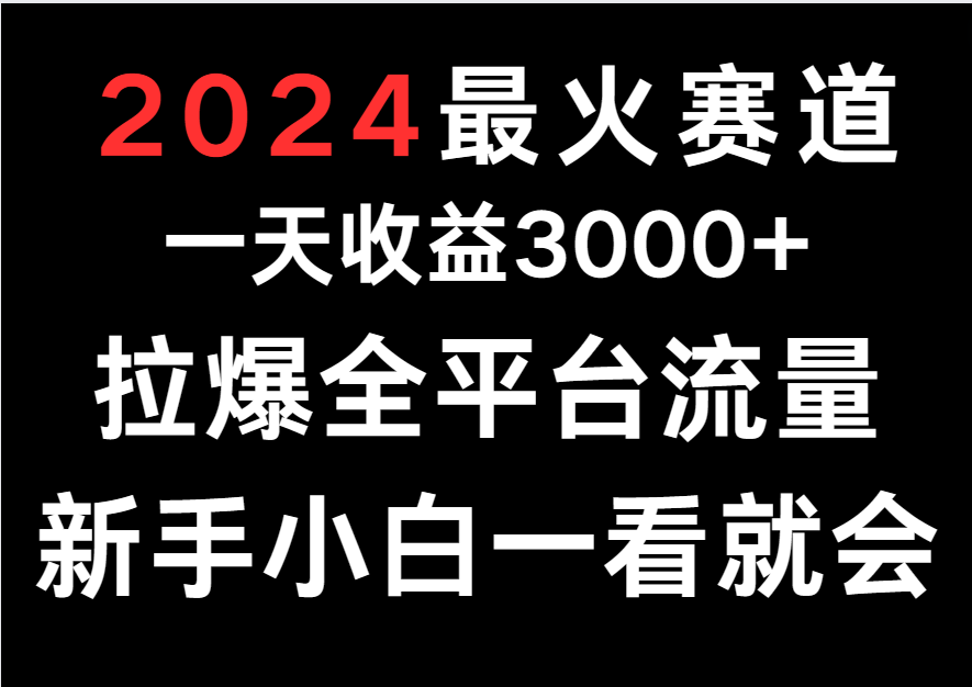 2024最火赛道，一天收一3000+.拉爆全平台流量，新手小白一看就会-失落博客