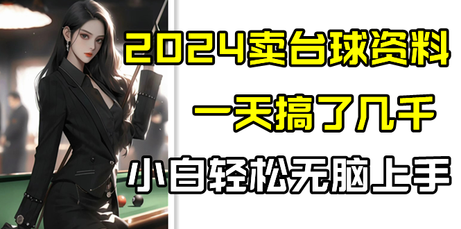 2024卖台球资料，一天搞了几千，小白轻松无脑上手-失落博客