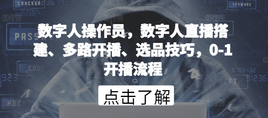 数字人操作员，数字人直播搭建、多路开播、选品技巧，0-1开播流程-失落博客