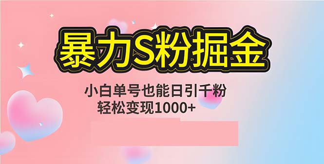 单人单机日引千粉，变现1000+，S粉流量掘金计划攻略-失落博客