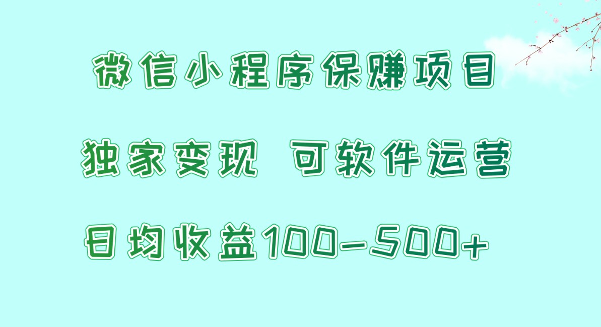微信小程序保赚项目，日均收益100~500+，独家变现，可软件运营-失落博客