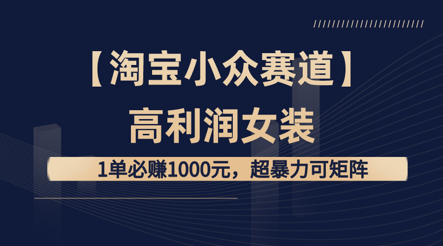 【淘宝小众赛道】高利润女装：1单必赚1000元，超暴力可矩阵-失落博客