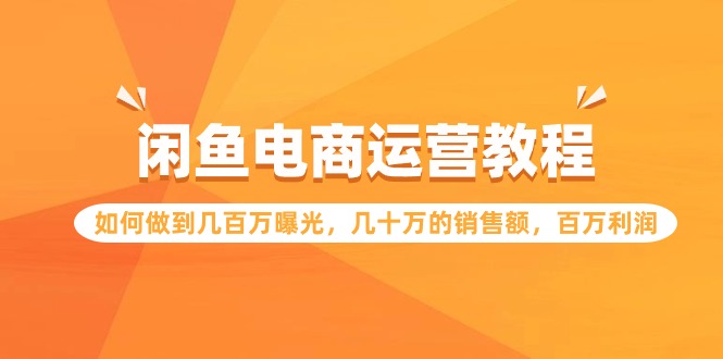 闲鱼电商运营教程：如何做到几百万曝光，几十万的销售额，百万利润-失落博客