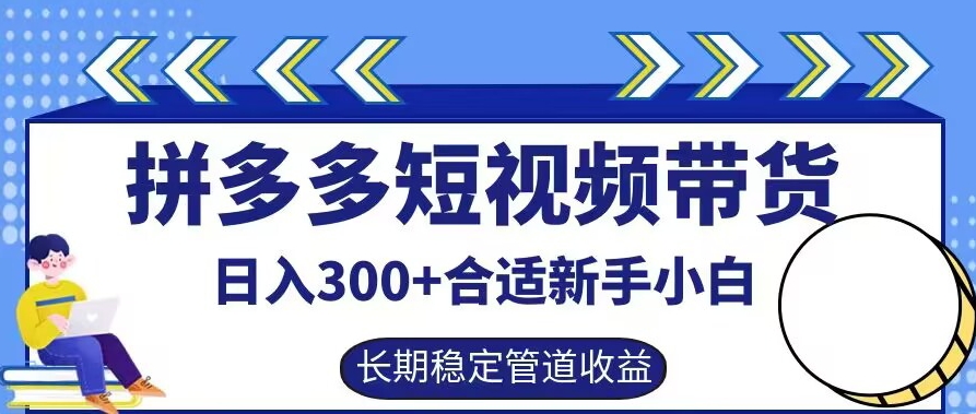 拼多多短视频带货日入300+有长期稳定被动收益，合适新手小白【揭秘】-失落博客