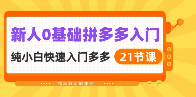新人0基础拼多多入门，纯小白快速入门多多（21节课）-失落博客