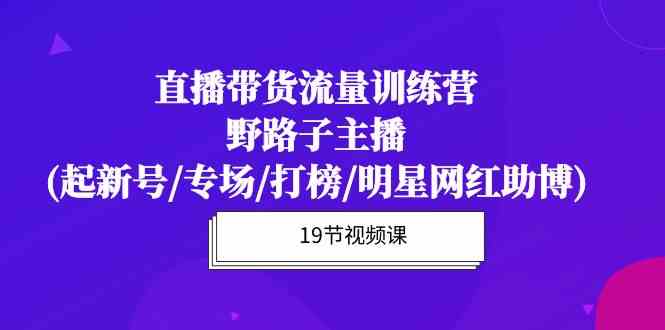 （10016期）直播带货流量特训营，野路子主播(起新号/专场/打榜/明星网红助博)19节课-失落博客