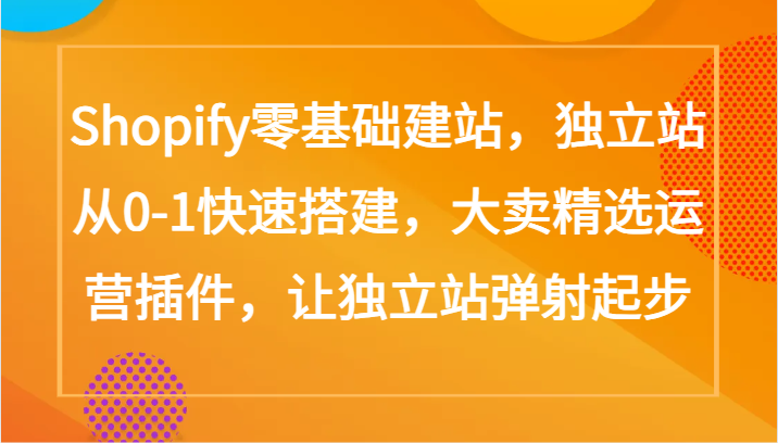 Shopify零基础建站，独立站从0-1快速搭建，大卖精选运营插件，让独立站弹射起步-失落博客