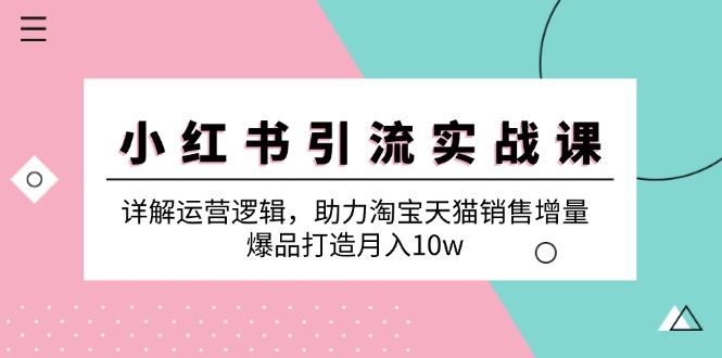 小红书引流实战课：详解运营逻辑，助力淘宝天猫销售增量，爆品打造月入10w-失落博客