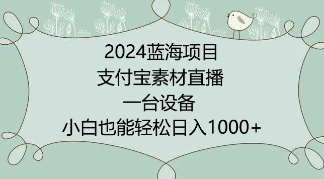 2024年蓝海项目，支付宝素材直播，无需出境，小白也能日入1000+ ，实操教程-失落博客